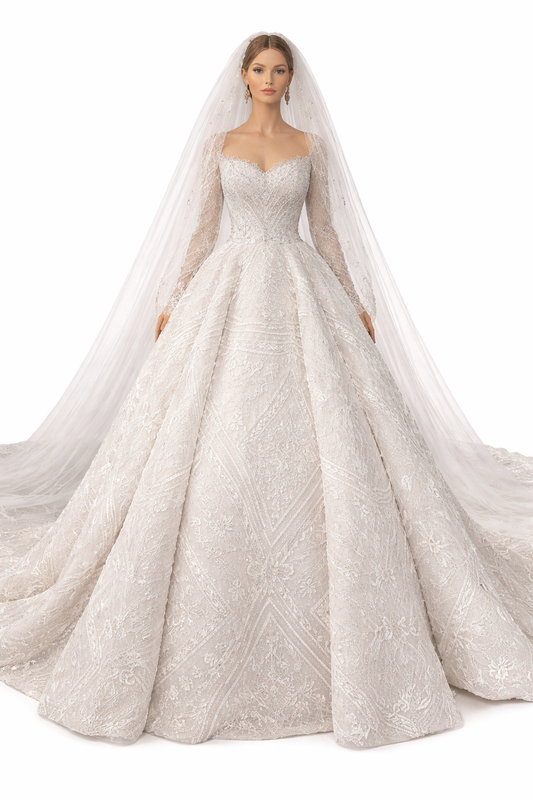 فستان زفاف مع طرحة ايزرا كوتور جديد | EZRACOTURE Bridal Dress+ Viel New - size S