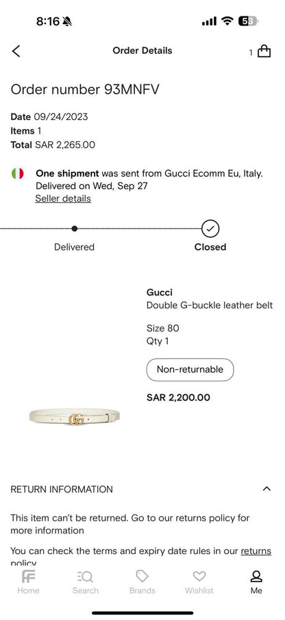 Gucci Belt - size 80 حزام قوتشي