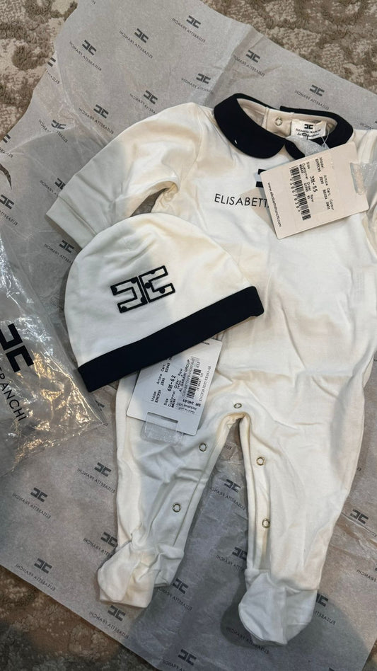 لبس و قبعة اليزابيتا فرانكي | Elisabetta Franchi Baby Set - size 3-6 months