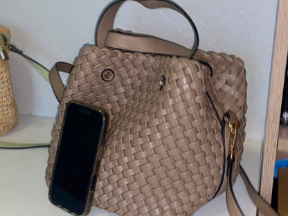 Dune London Taupe Woven Tote Bag Used