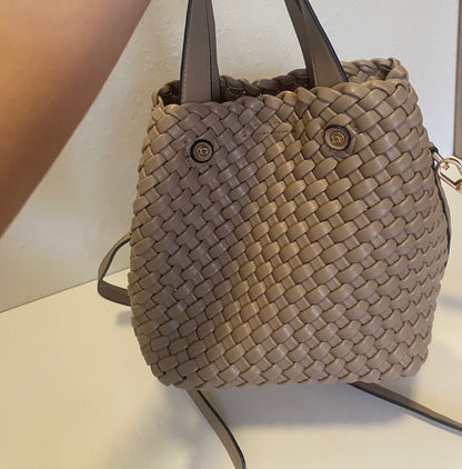 Dune London Taupe Woven Tote Bag Used